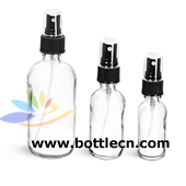glass bottles clear glass rounds with black white fine mist sprayers